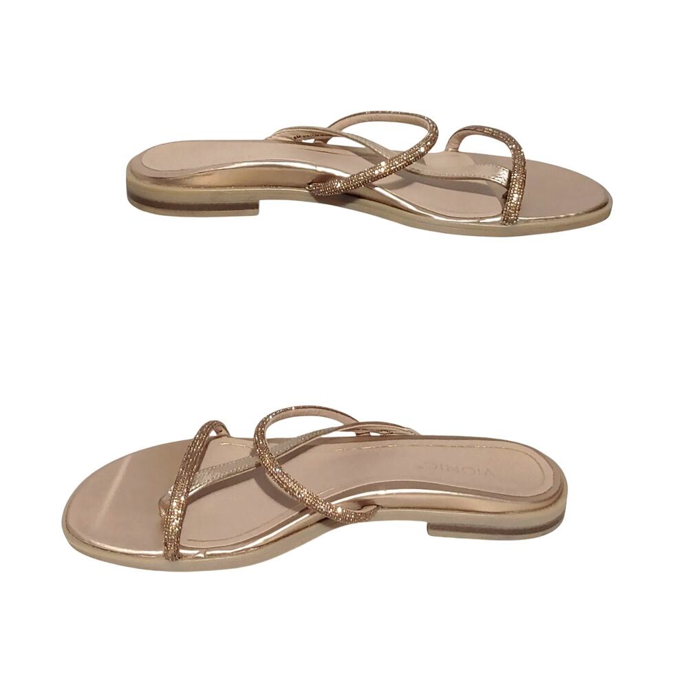 Vionic Prism Sandals Gold Metallic Rhinestone Women's 8M Comfort Slide Orthotic - Picture 3 of 8